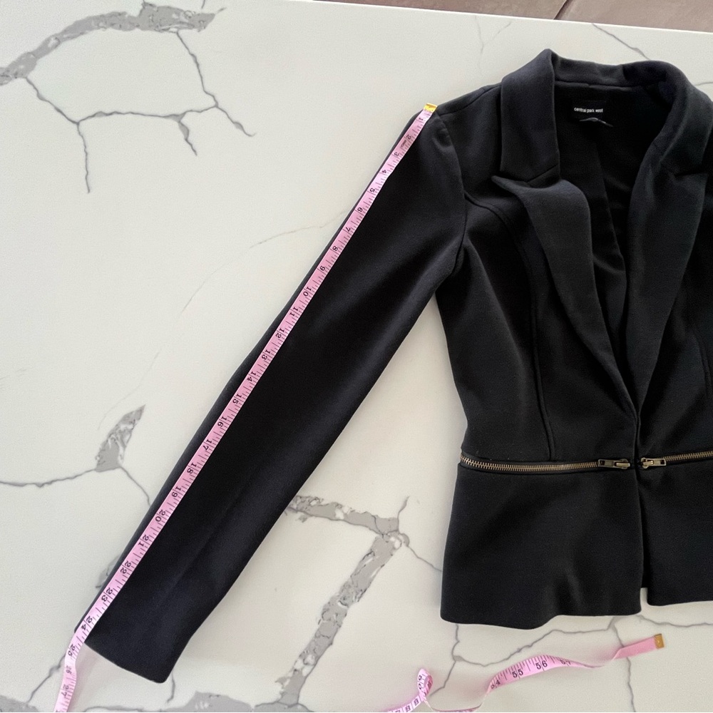 Central Park West - Black Blazer - Gold Zipper Detail at Waist - Size Small - Picture 8 of 9